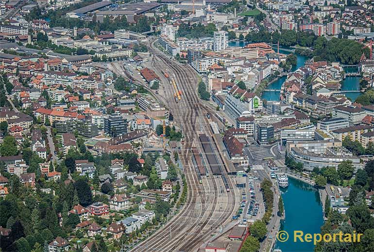 Foto: Gesamtübersicht Bahnhof Thun (BE).. (Luftaufnahme von Niklaus Wächter)