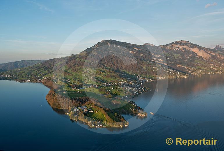 Foto: Die Rigi mit der Landzunge Hertenstein im Vordergrund.. (Luftaufnahme von Niklaus Wächter)